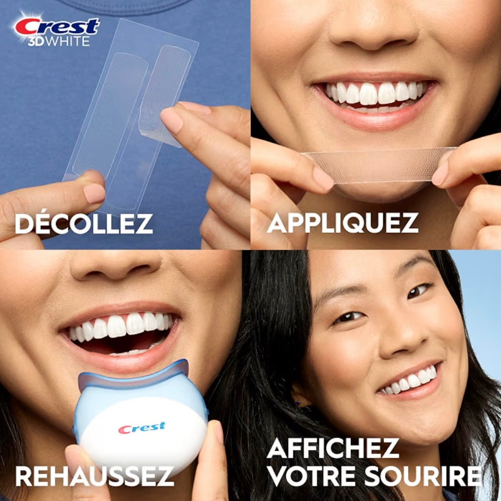 Crest 3D Whitestrips - Kit de blanchiment des dents express + lumière blanchissante (15 niveaux)