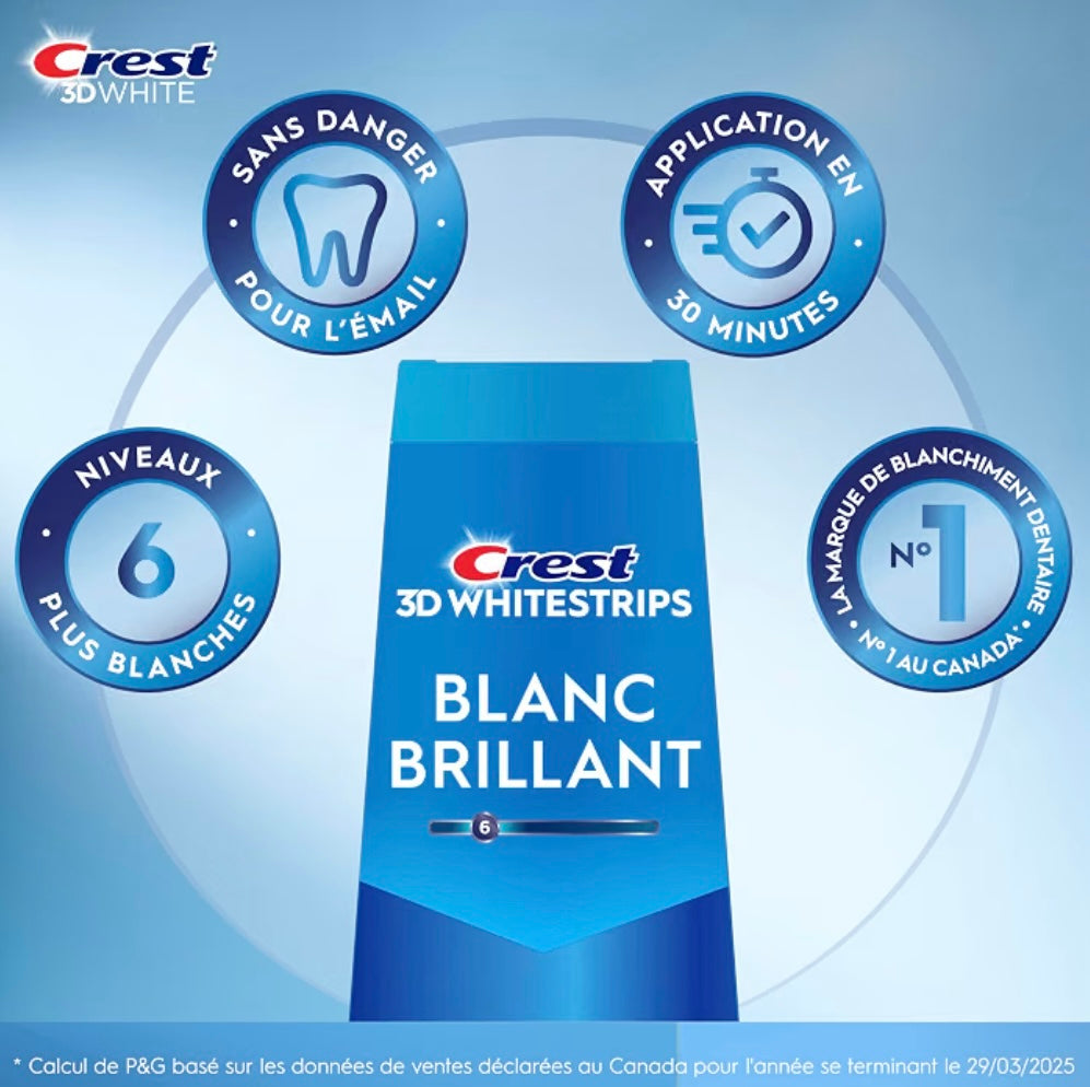 Crest 3D Whitestrips - Blanc brillant (6 niveaux)