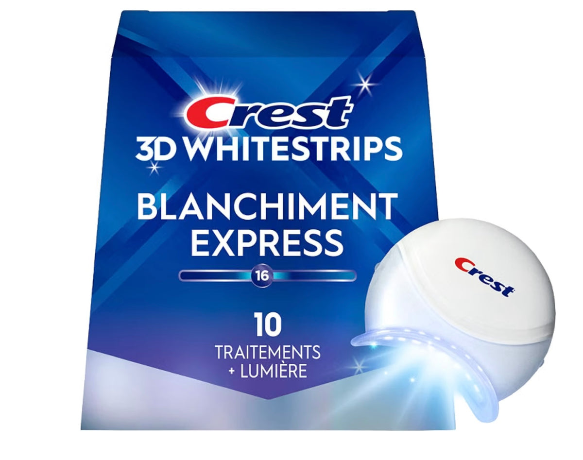 Crest 3D Whitestrips - Kit de blanchiment des dents express + lumière blanchissante (15 niveaux)